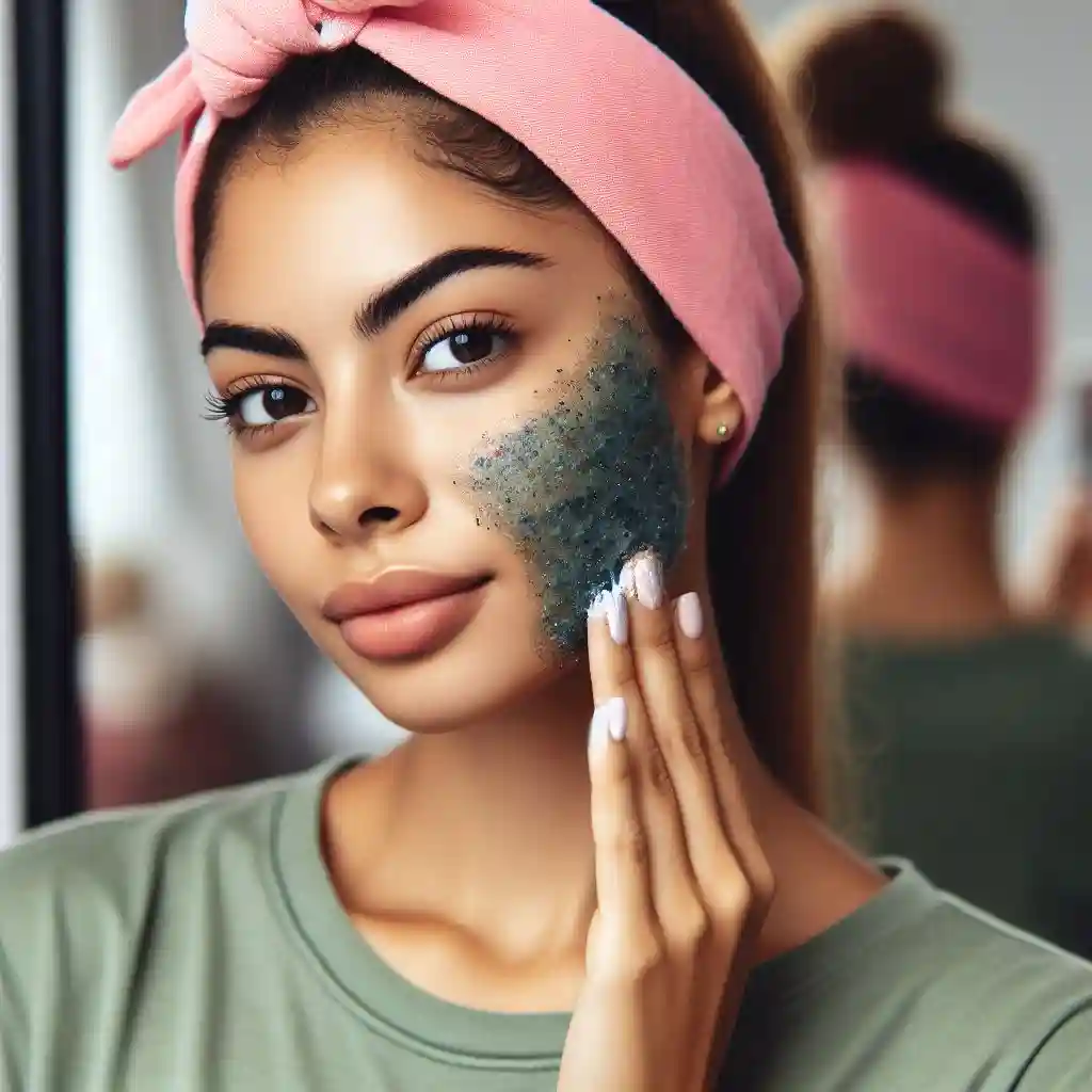 Woman holding an exfoliant